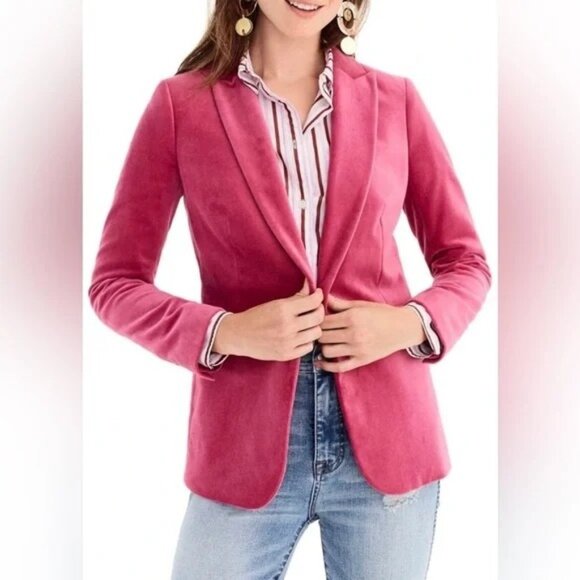 J. Crew Jackets & Blazers - J. Crew Size 4 Pink Velvet Blazer
